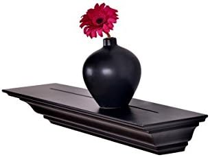 WELLAND 18 Inch x 3.25 Inch x 5.25 Inch Corona Crown Molding Wall Shelf Black