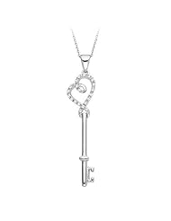 1/10 ct. tw. Diamond Perfect Heart Key Pendant in Sterling Silver