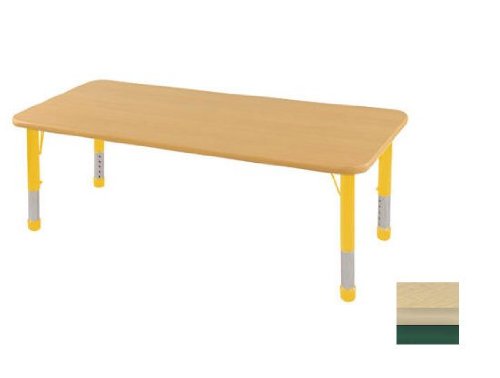 Early Childhood Resource ELR-14109-MMGN-C 24 in. x 72 in. Maple Rectangular Adjustable Activity Table with Green Chunky Leg