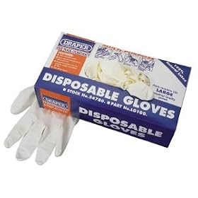Draper 54780 Disposable Latex Gloves Large x100