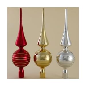 Club Pack of 18 Shiny Glittery Finial Shatterproof Christmas Tree Toppers 12
