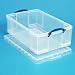 Really Useful Storage Box Plastic Lightweight Robust Stackable 50 Litre W440xD710xH230mm Clear Ref 50C