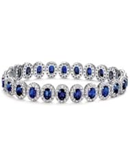 6.82ct Sapphire & Diamond Accented Bracelet 14k