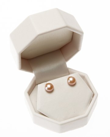 7 mm Fresh Water, Natural Pink Pearl Studs with 14K Gold Clasp
