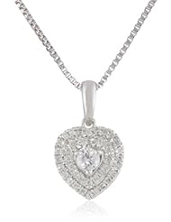 Sterling Silver Diamond Heart Pendant Necklace (1/5 cttw, H-I Color, I2-I3 Clarity), 18"