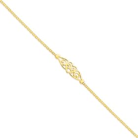 14k gold heart anklet, 9 inch by The Black Bow