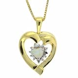 Vermeil (24k Gold over Sterling Silver) simulated Pearl and Genuine Diamond Accent Heart Pendant