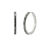 Sterling Silver Black and White Diamond Inside-Out Hoop Earrings (1.00 cttw, H-I Color, I2 Clarity)