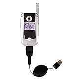 Retractable USB Cable for the Motorola V710 with Power Hot Sync and Charge capabilities - Gomadic Brand w/ TipExchange Technology