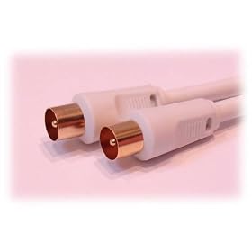 4 Metre White Gold Plated, Shielded Coaxial Aerial Cable by Cable Mountain (4M-approx 13 Feet)