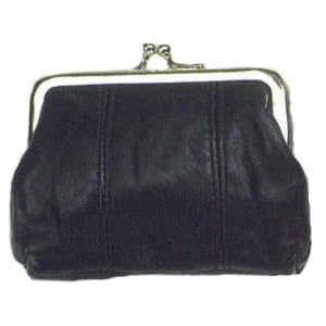 Buy Black Leather Coin Purse with Clutch Clasp by XTRA