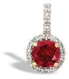 14K Yellow Gold Genuine Round Ruby and Diamond Pendant
