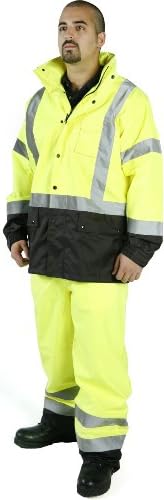 Diamond 8501 PU-Coated Polyester High-Visibility Windbreaker Jacket and Trouser Combo, 6X-Large, Class 3