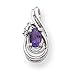 14k White Gold Diamond & Amethyst Birthstone title=