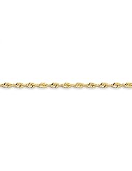 14k Yellow Gold 9.00 Inches 4.00mm Wide D/C Extra-Light Rope Chain Anklet. Weight: 6.41 Grams - 30 Day Money Back Guarantee
