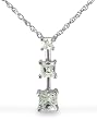 Sterling Silver 1.0 CTW Three-Stone Square CZ Pendant on 18" Chain