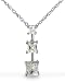 Sterling Silver 1.0 CTW Three-Stone Square CZ Pendant on 18" Chain
