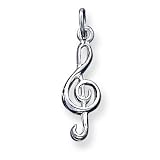 Sterling Silver Treble Clef Charm with 20 inch Sterling Silver Chain