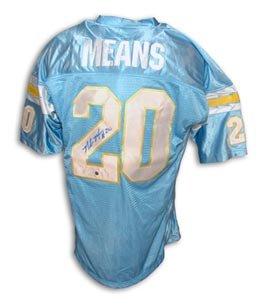 Natrone Means Signed San Diego Chargers Powder Blue Throwback Jersey