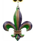 Painted Mardi Gras Bead Necklace Fleur de Lis New Orleans