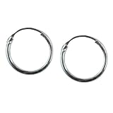 12mm Plain Hoop Earrings Sterling Silver
