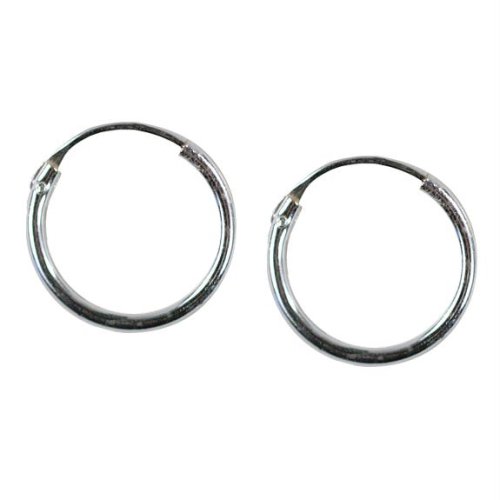 12mm Plain Hoop Earrings Sterling Silver