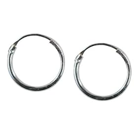 12mm Plain Hoop Earrings Sterling Silver by 
