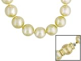 14KT 10-12MM ROUND CULTURED GOLDEN SOUTH SEA PEARL & DIAMOND ACCENT NECKLACE