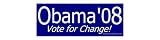 Obama '08 - Vote for Change! - Static Cling Window Decal - Medium 9.25 in x 3.5 in.