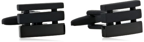Kenneth Cole REACTION Men's Cufflink with Matte and Shiny Black Panels