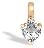 14K Yellow Gold Genuine Heart White Topaz and Diamond Pendant