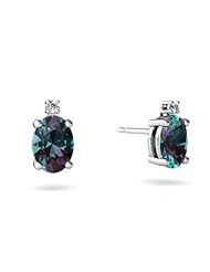 Created Alexandrite 14kt White Gold Stud Earrings