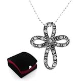 Antiquity Sparkling Curved Cross Necklace in Gift Box