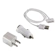 3 in 1 USB Sync Data Cable US Travel & Car Charger for iPhone 4 / 4S / 3GS / iPod Classic / Touch 4 / Nano - * * * Includes Bonus iPhone 4S Screen Protector * * *