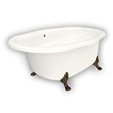American Bath Factory B4-72-BB-LH-DM7-M2-25-OB Caspian Whirlpool Clawfoot Bathtub in Bisque, Paw Fee