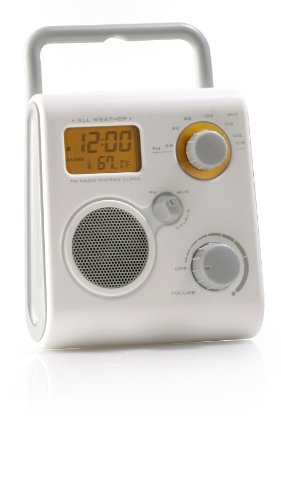 Buy Aquabourne FM Bath / Beach / Shower Radio, can be used as an MP3 speaker. Built in stand can also reversed for use as a hook Promo Offer