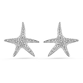 Sterling Silver Diamond Accent Starfish Earrings