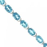 Solid White Gold Tennis Bracelet Blue Topaz Gems Size 7