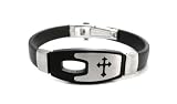 CROSS' Stainless steel and black rubber bangle bracelet (8)