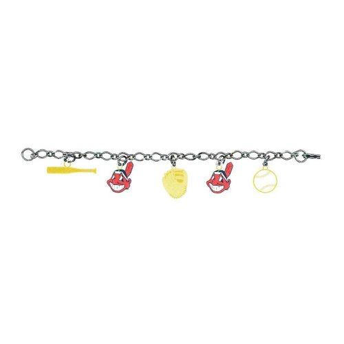 Cleveland Indians 5-Charm Bracelet baseball bat, team logos, glove,baseball