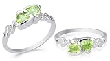 Trillion Cut Peridot Ring Sterling Silver Size 7