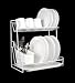 Kitchen & Housewares : White Plastic Coated Two Tier Dish Plate Drainer