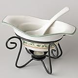 Pfaltzgraff French Quarter Gravy Server W carrier and Tea Light