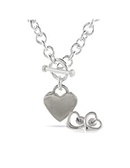 Sterling Silver Heart Tag Necklace and Earring Set