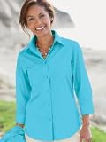 Petite Buttercup Three-Quarter Sleeve Broadcloth Shirt