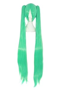 MapofBeauty Bluish Green 2 Ponytails Straight Long Party Costume 120cm Cosplay Wig
