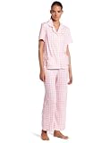 White Orchid Womens Short Sleeve Pajama Set, Pink Green White, Medium