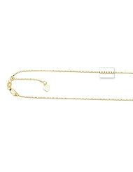 14K Yellow Gold 22 Inch Diamond Cut Adjustable Box Chain with Lobster Clasp and Small Heart Charm