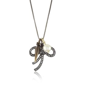 Juicy Couture Modern Charm Hematite Modern Pave Bow Necklace