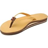 Womens Rainbow Sandals Premier Leather Double Stack Narrow Strap Bamboo Size 11 (11.75)